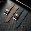 Quick Release Weave Bracelet Vintage Genuine Leather Tweed Nylon Strap 18mm 20mm 22mm for Omega for Seiko Smartwatch Watch Band