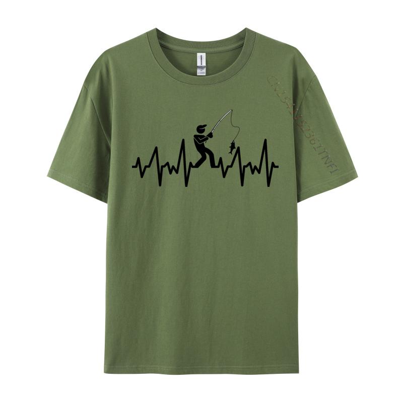 Fishing Heartbeat Tshirts Slim Fit Normal Top Tshirts Student Tops T Shirt Design Tee Shirts Thanksgiving Day