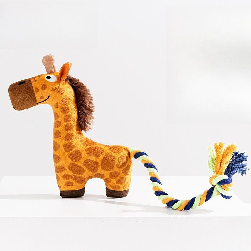 Durable Indestructible Rope Knot Dog Chew Toy Squeaky Plush Pet Toy Interactive Tug of War Training Toys for Small Medium Dogs