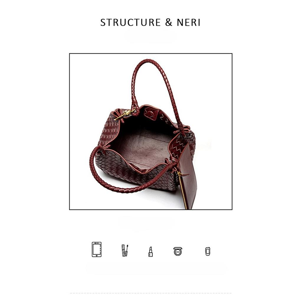 Niche design new metal rope buckle woven tote bag single shoulder large bag portable large capacity woven women's bag