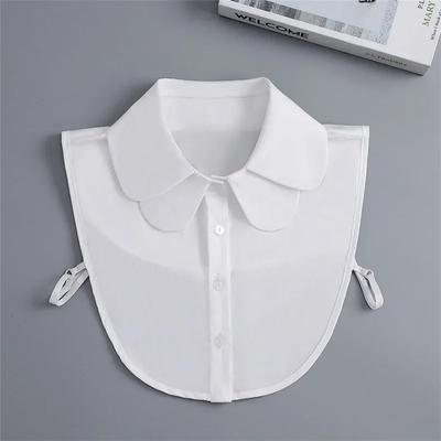 Weißer doppellagiger Chiffon Rundhals Falscher Kragen für Damenpullover Unterteil Abnehmbarer falscher Kragen Halsbekleidung Accessoires