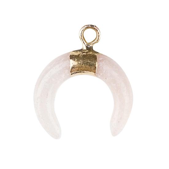 DIY Pendant Gold-Plated Edging Crescent Horn Design Natural Imitation Crystals Jade Necklace Bracelet Earrings Charm DIY Jewelry Making Accessories