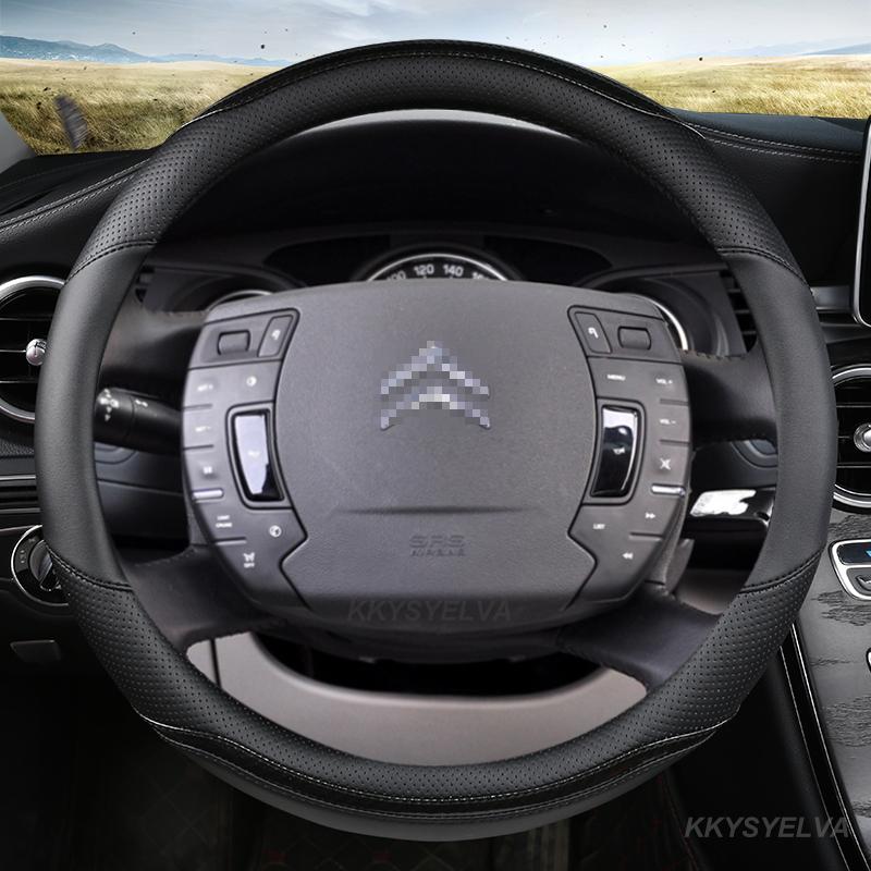 Für Citroen C1 C2 C3 C4 C5 C4L Berlingo C4 PICASSO C5 AIRCROSS Auto Lenkrad Abdeckung Carbon + Leder auto