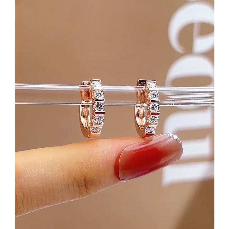 Simple Moissanite Diamond Hoop Earring 100% Real 925 Silver Party Wedding Earrings for Women Engagement Jewelry Gift