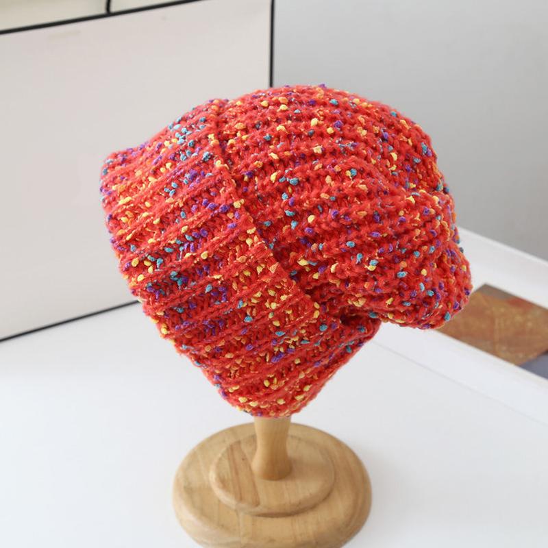 

55-59 см Вязаная шапка Высокая эластичность Бини Милая Универсальный размер Игривая Толстая пряжа Тепло Ручная работа Крючком Мода Многоцветная