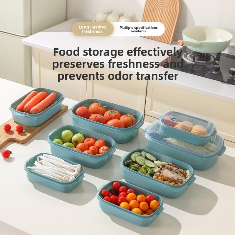 Kitchen Refrigerator Storage Box Microwave-safe Plastic Lunch Box for Fruits with Lid and Sealing Function