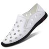 Men's Large Size Cowhide Slip-on Beach Shoes - Soft Sole, Closed Toe, Summer Casual Shoes 46