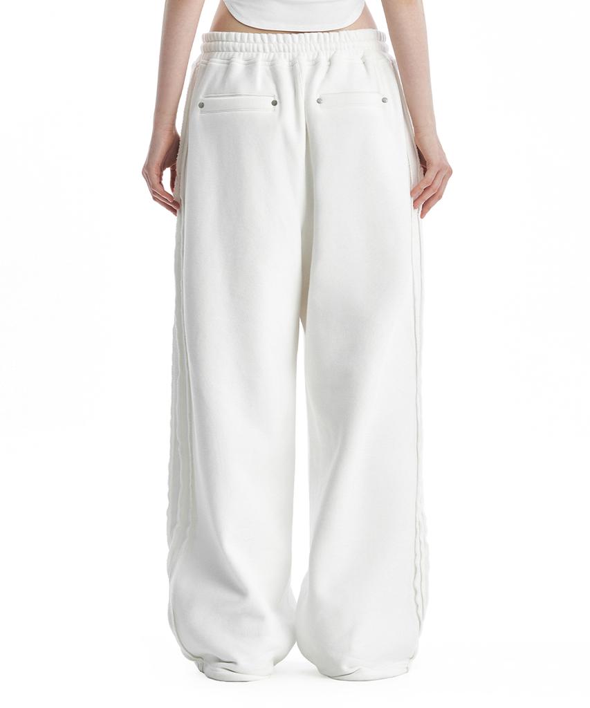 Teulimingbeodeu Tmb Raw Cut Sweat Set-Up Pants [ White ]