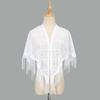 Polyester Lace Hollow Scarf Embroidery Mesh Scarves Elegant Tassel Triangle Shawl  Wedding