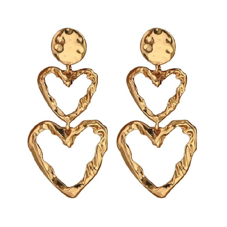 

Textured Metal Love Earrings Comfort Fit Fashionable Design Ear Accessories Versatile Daytime Evening Wear Jewelry