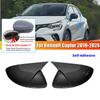 For Renault Captur   -2024 ABS Car Rearview Side Mirror Cover Wing Cap Exterior Door Housing Trim Adhesive Sticker