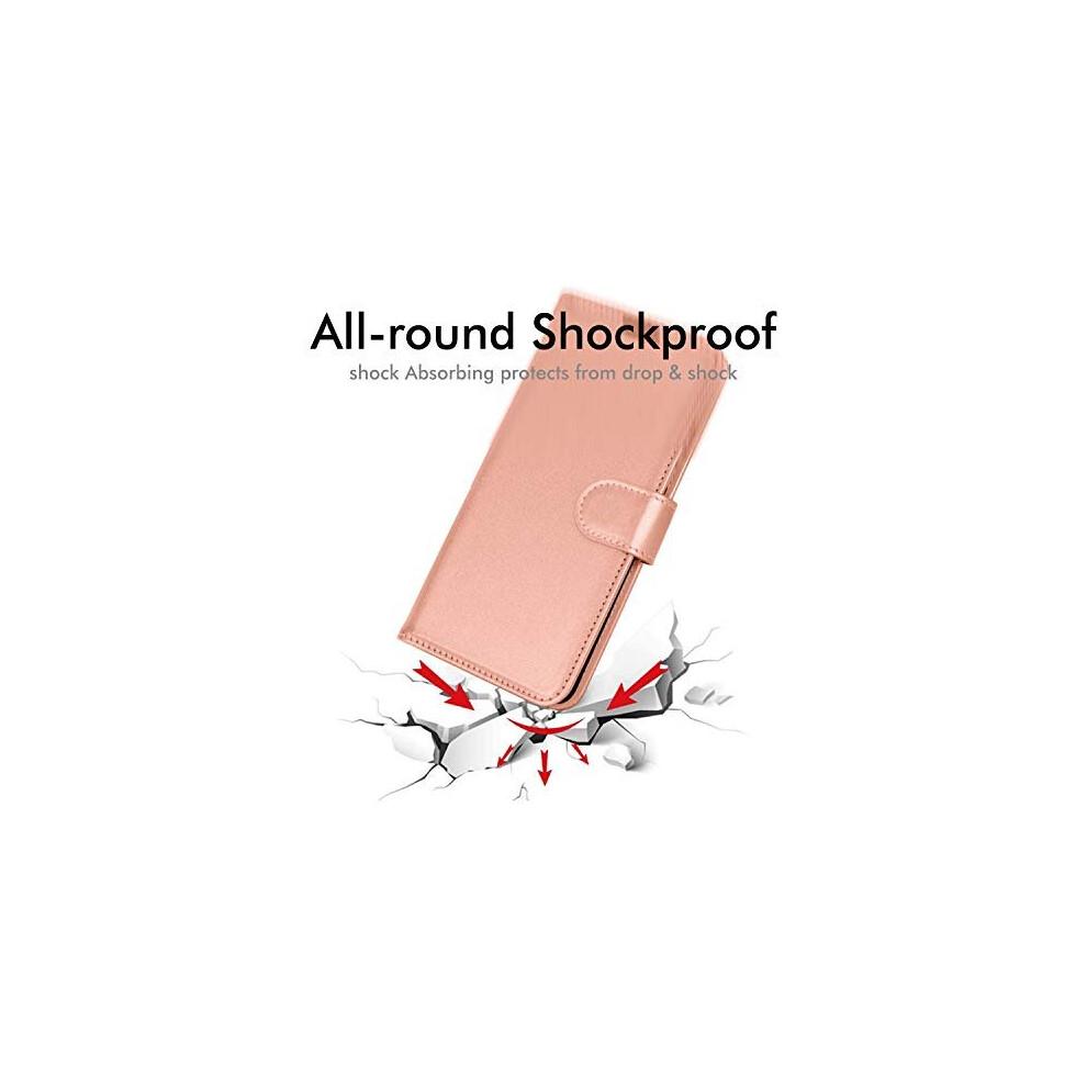 (Roségold) Portemonnaie-Hülle passend für Nokia 5.4 - Leder-Portemonnaie-Flip-Schutzhülle mit Kartenfächern, Ständer und Armband - PU-Leder-Flip-Abdeckung
