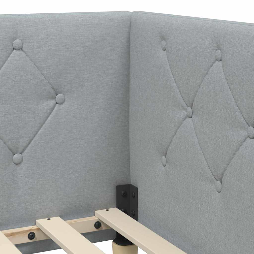 Corner Bed Frame Light Grey 90 X 190 Cm Fabric