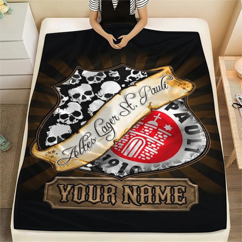 1PC Custom Name St. Pauli Patterned Flannel Blanket Suitable For All Seasons for Home Decor Warmth and Comfort Gifts Holiday Present_lx