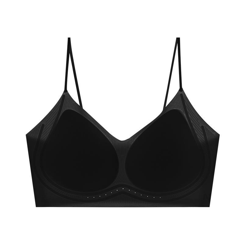 Lingerie Women's Gathering Bra Thin Shoulder Strap Seamless Beautiful Back Bra Invisible Bra Push Up Bra