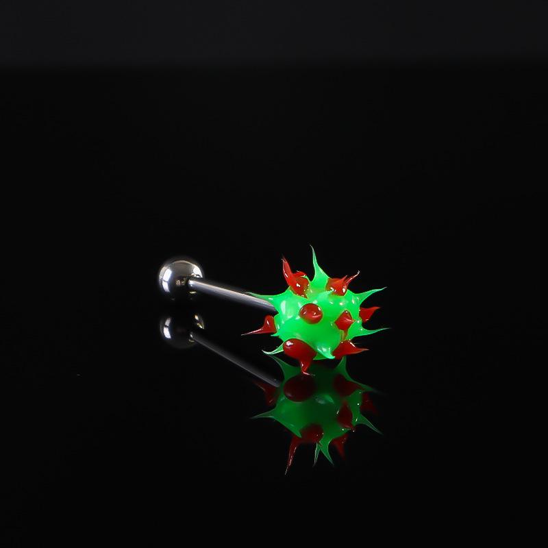 Piercinguri pentru limbă din oțel inoxidabil 316L bicolor cu bilă de blană