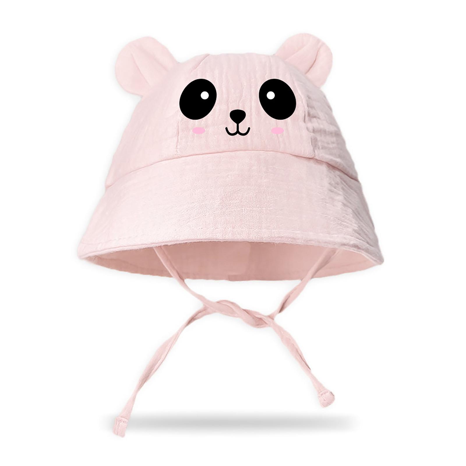 Toddler Nursery Bonnet Cotton Fisherman Hat Bucket Hat for Baby Girls Bucket Hat Headwrap Soft Hat Cartoon Bear 1 светло-розовый