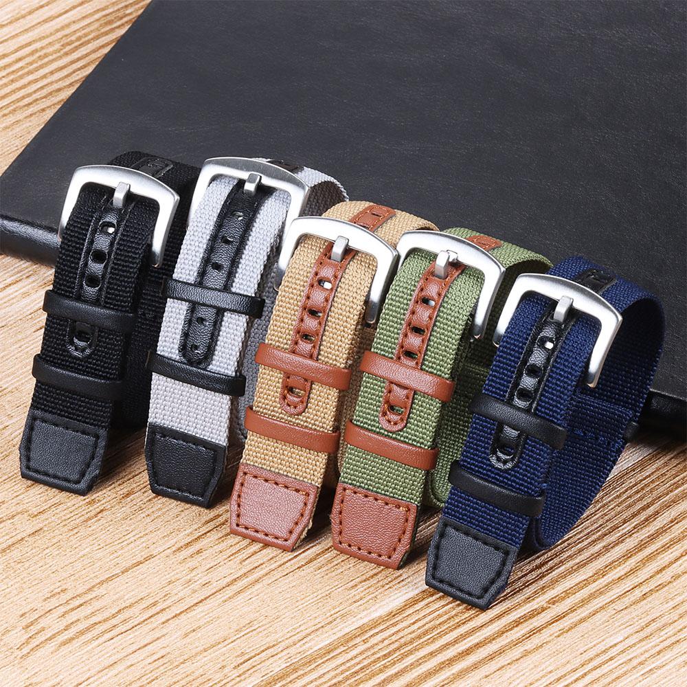 20mm 22mm Woven Nylon Watch Bracelet for Seiko for Rolex Canvas Patch Leather Watch Strap for Omega Replacement Watchband Belts