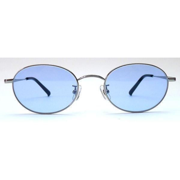 Used [Classic & intelligent oval sunglasses] BLESS ORIGINAL Classic Eight-SUN Silver / Blue