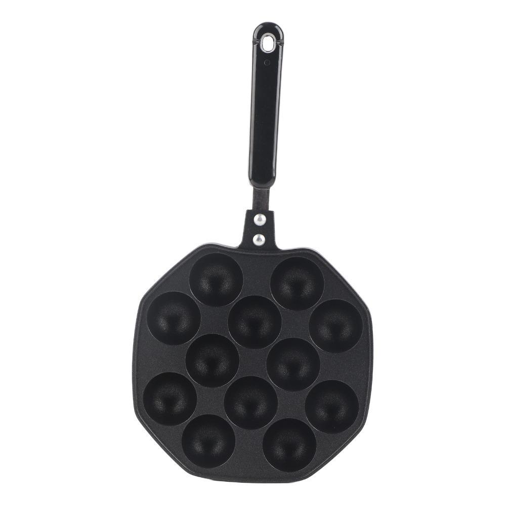 Aluminum Alloy Octopus Ball Mold Nonstick Grill Plate 12 Cavities Takoyaki Pan Kitchen Novice чёрный