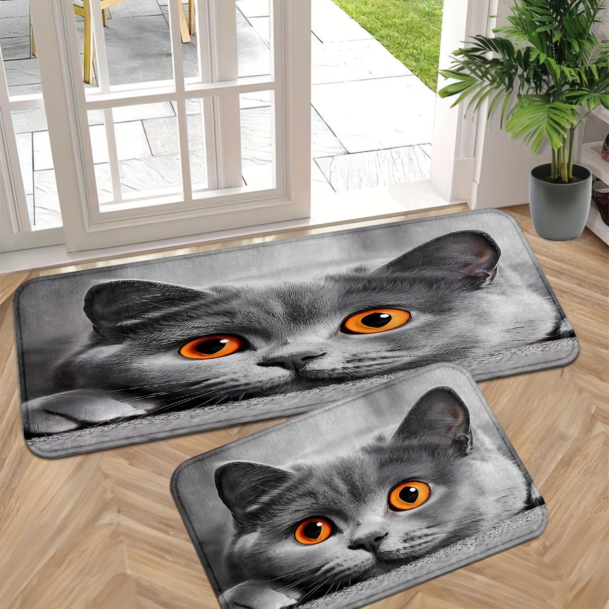 

1 шт. анти-усталостные кухонные коврики, кошачий принт, водонепроницаемый нескользящий толстый мягкий кухонный коврик, прочный, удобный стоячий коврик для кухни 40*60cm