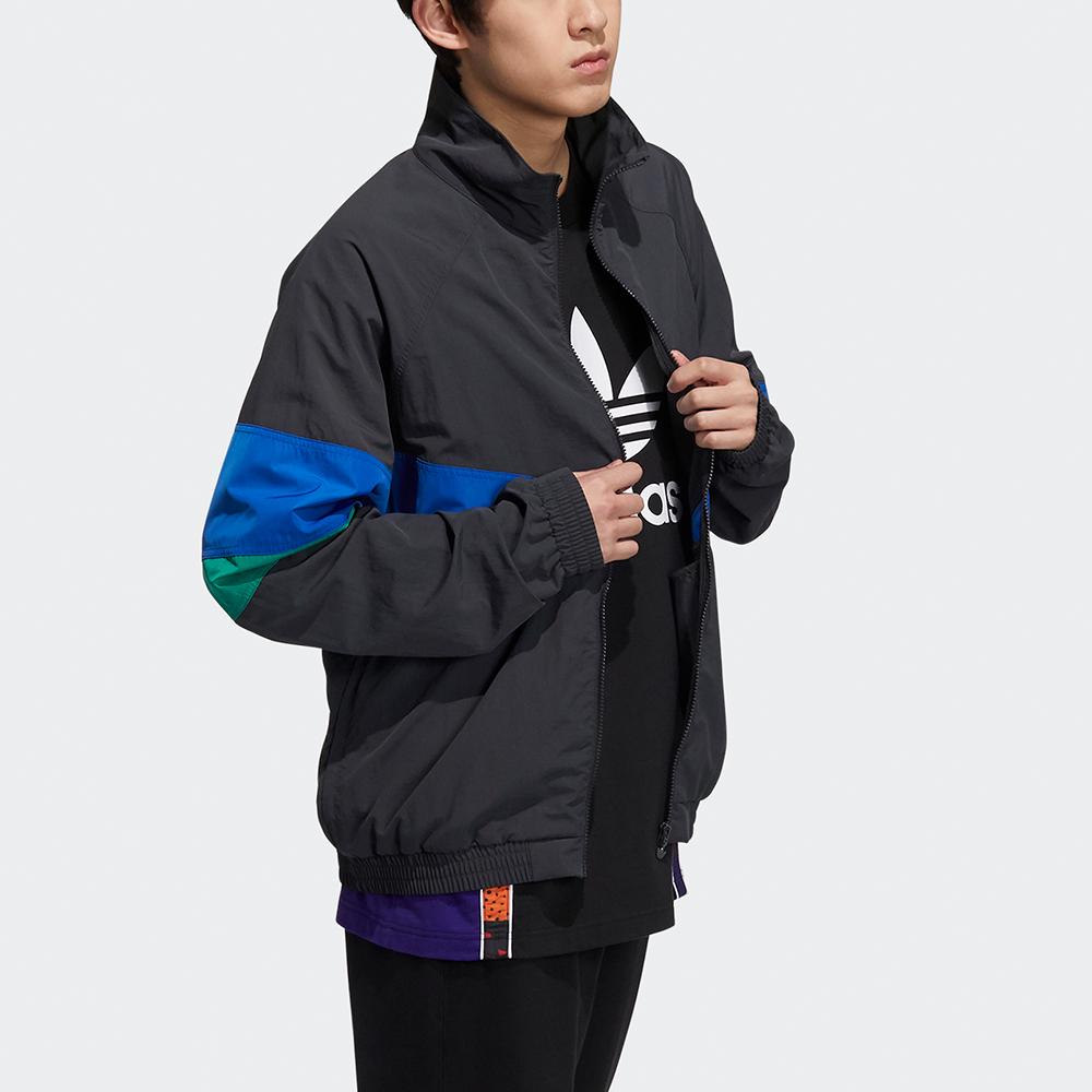 Adidas Originals Clover Ts Track Top Contrast Stitching Pattern Logo Jacket Men Jacket Black HF5942