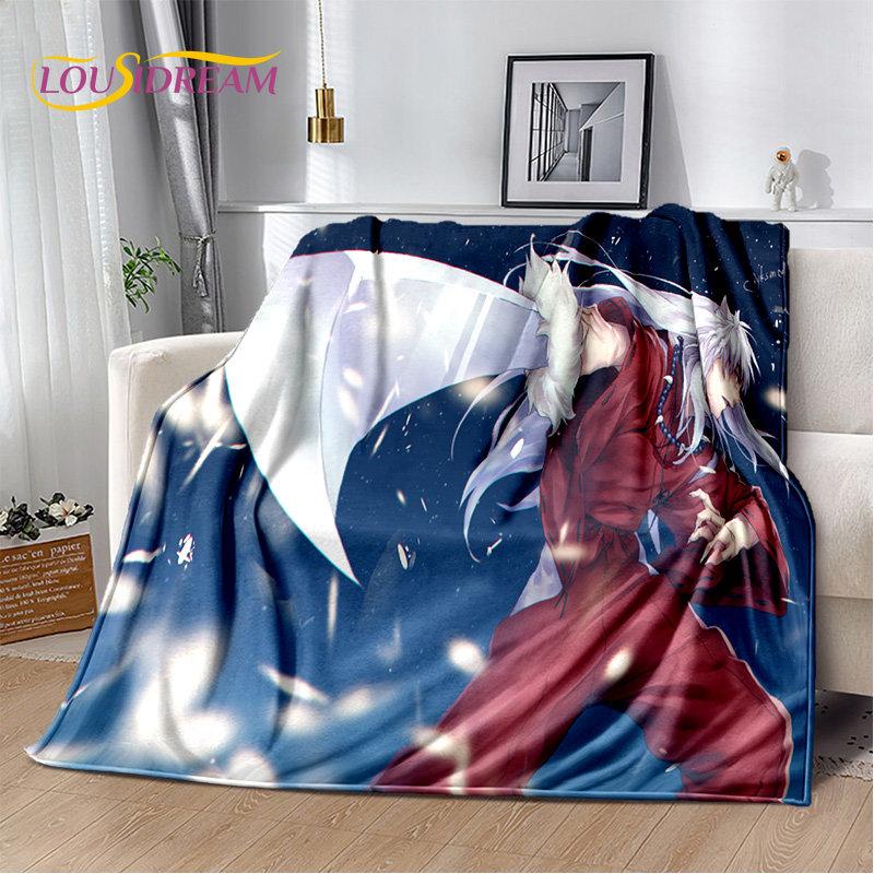 Anime Inuyasha Cartoon Soft Plush Blanket,Flannel Blanket Throw Blanket for Living Room Bedroom Bed Sofa Picnic Cover Bettdecke