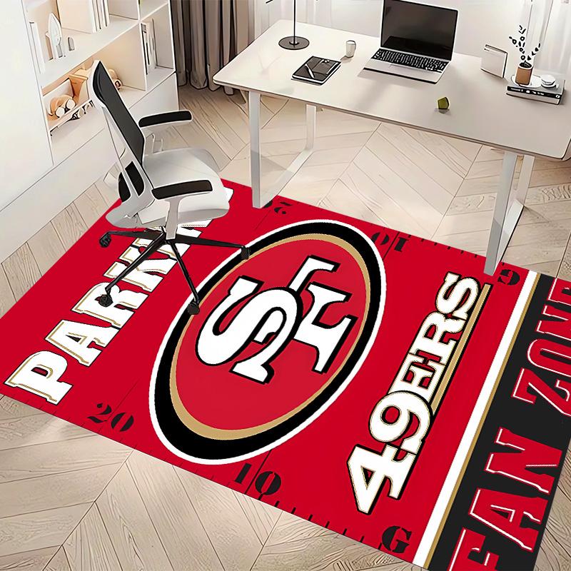 San Francisco 49ers LOGO Print Area Rug - Soft, Washable Non-Slip Indoor Mat for Office Chairs, Living Room, Home Office Decorative Rug
