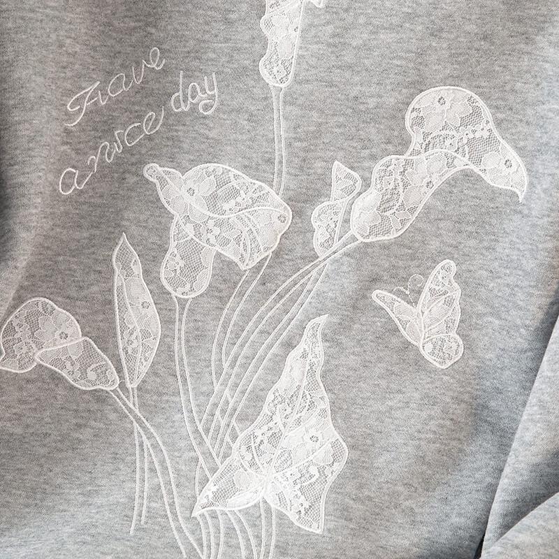 Tachi Women's Elegant Floral Print Loose Drop Shoulder Sweatshirt