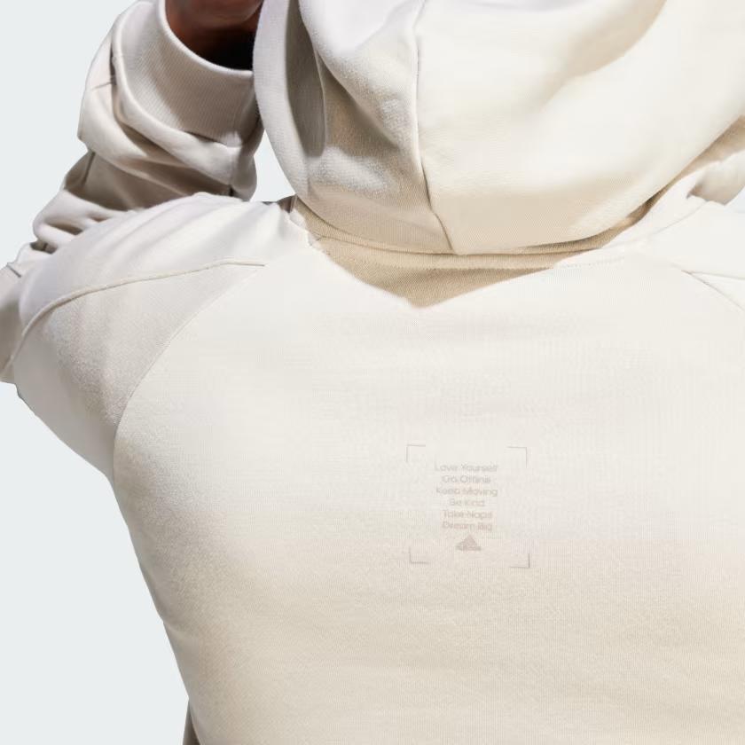 Adidas The Safe Place Hoodie Solid Logo Loose Long Sleeve Hooded Sweatshirt Men Hoodies Beige IS7489