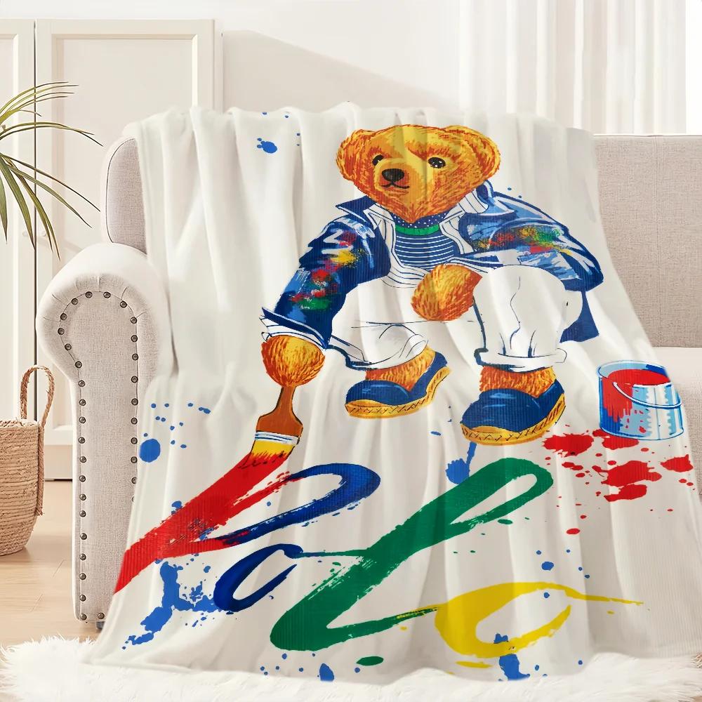 Modische B-Bären Niedliche Decke Plüsch Nickerchen Sofa Teppich für P-POLO-S Wohnzimmer Warmes Büro Schlafzimmer Geburtstag Zuhause Reise Kinder Geschenke