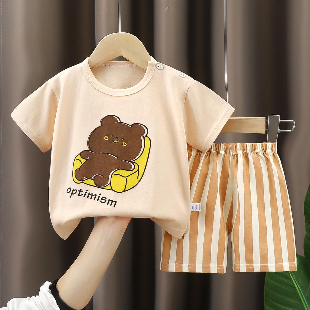 Fashion Toddler Kids 2-Piece Outfit Cartoon Print T-Shirt & Shorts Set