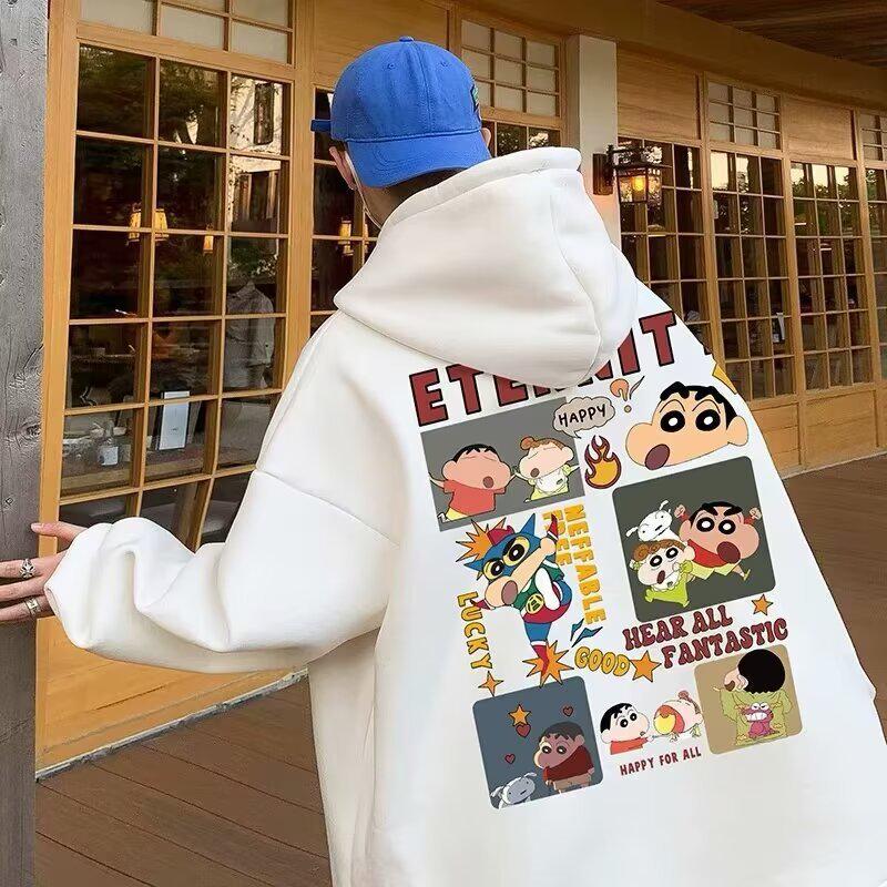 Men's 2024 New Hong Kong Style Trendy Loose Hooded Sweatshirt with Letter Print for Spring & Autumn.