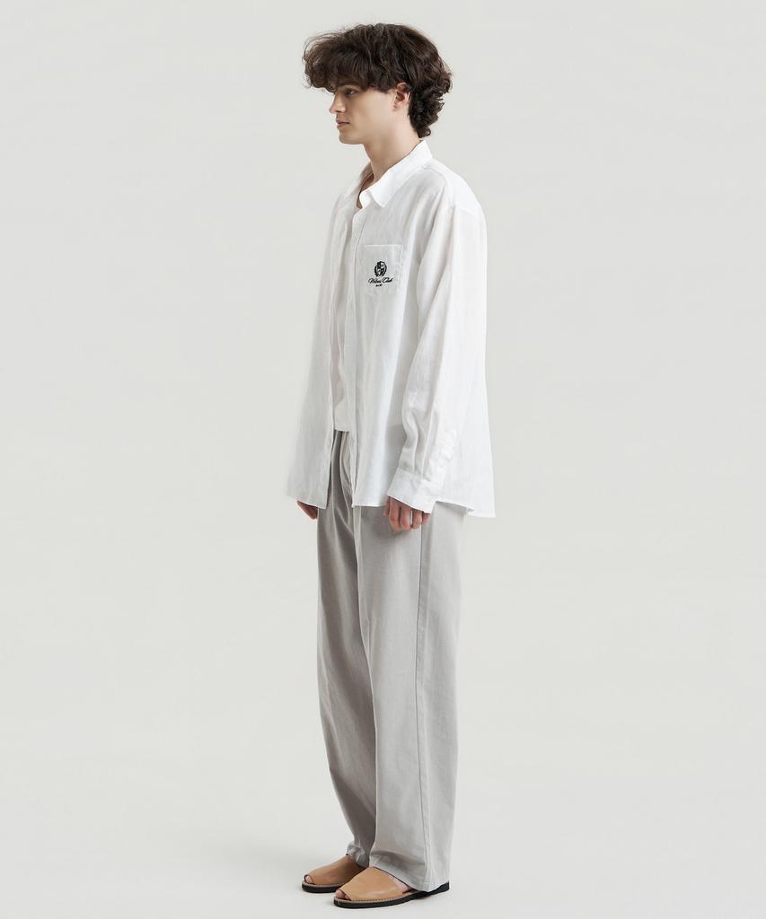 Delma Linen-Touch Semi-Wide Elastic Waist Pants - Sand