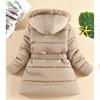Winter Girls' Mid-length Cotton-padded Jacket, Western-style Heart-shaped Rhombic Pattern Cotton-padded Coat, Fur Collar, Hooded Jacket