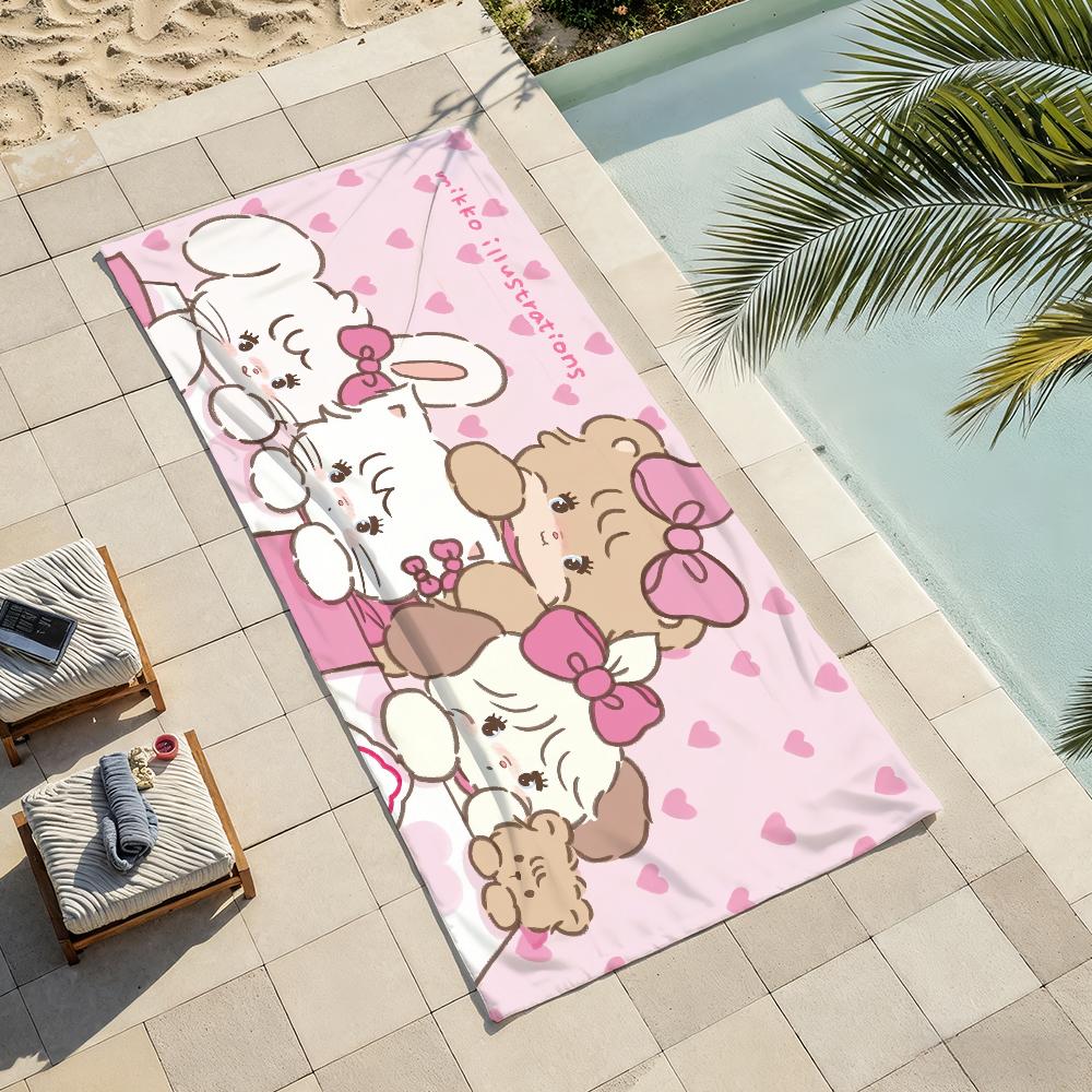 Cartoon M-Mikko Kawaii I-illustrations Towel Soft Lightweight Anti-Sand Large Beach Towel Quick-Drying Bath Sports Family
