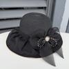 Summer sun protection straw hat mesh splicing sun hat women's big brim straw woven seaside UV protection beach hat