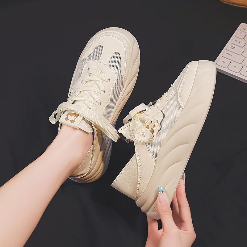Little White Shoes Women's Summer Mesh Breathable Shoes Women's Shoes Student Casual Shoes Hollow Flat-soled Single Shoes