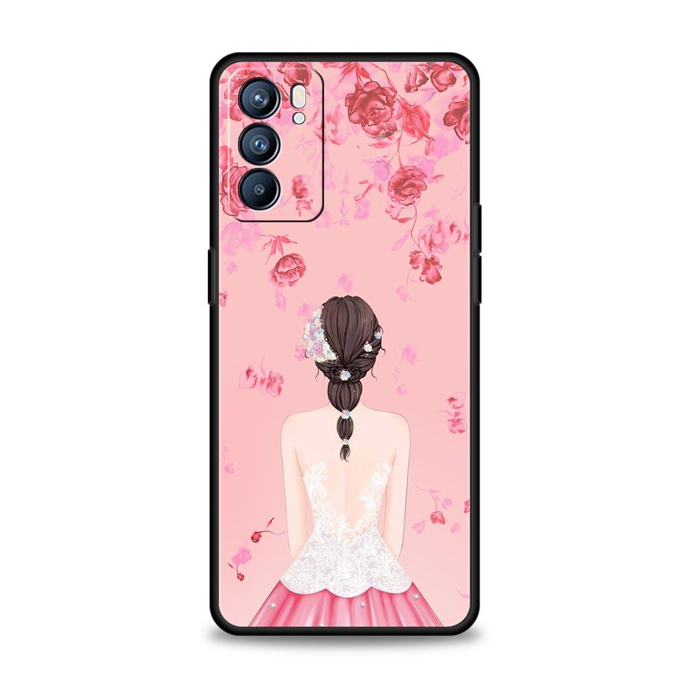Fashion Pretty Girl Evening Dress Case For Oppo Reno14 Reno13 Reno12 11 F 10 Find X5 X9 Pro A54 5G A53 A9 A78 4G A80 A98 Cover