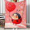 1pc Cute Ladybug Holding Red Balloon Snowflakes Winter Holiday Fleece Blanket Soft Flannel Throw Kids Room Decor Gift Idea
