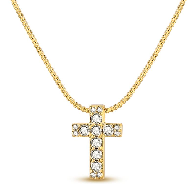 

925 Sterling Silver Paved CZ Cross Pendant Necklace Dainty Chain Faith Jewelry Minimalist Everyday Wear Gift for Women Girls
