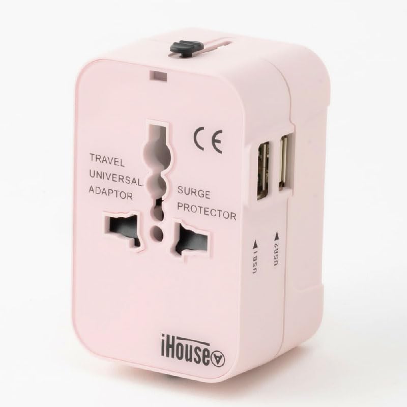 iHouse All International Adapter Charging for International 2 USB Worldwide Ministry of Trade and Industry and BF Warranty Plug, Outlet, Travel,