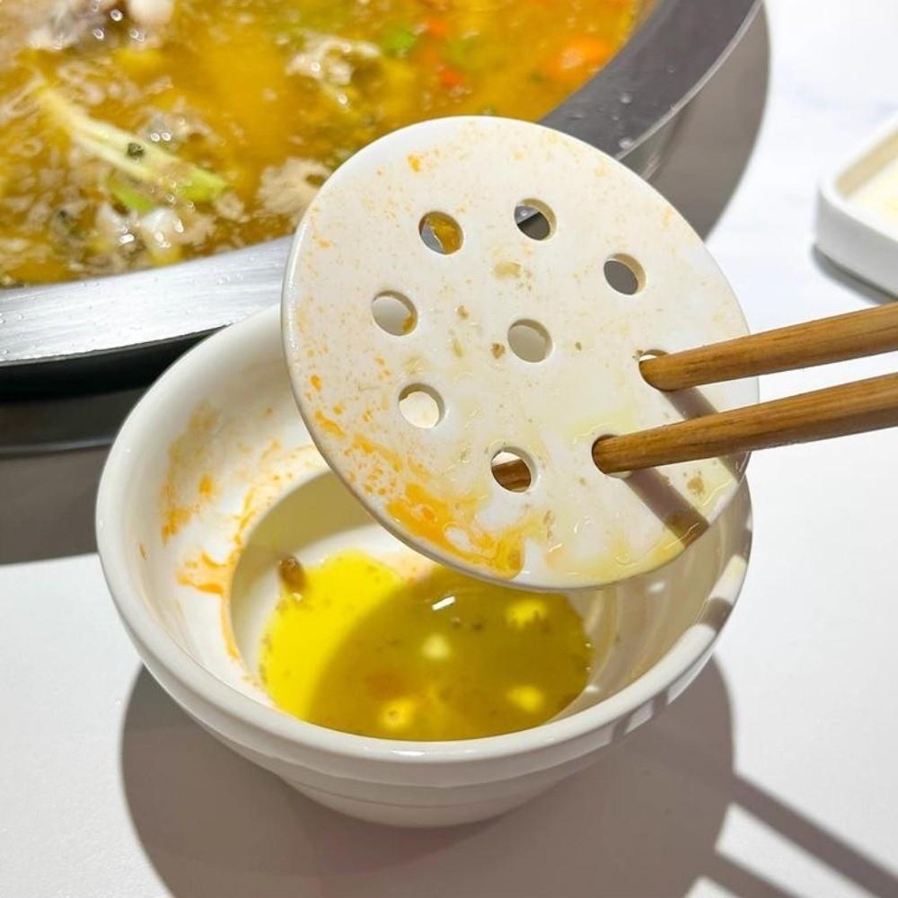 Multi-purpose Creative Hot Pot Drip Oil Bowl Ceramic Mesh Dipping Sauce Bowl 270ml Round Double-layer Filter Soup Bowl Home