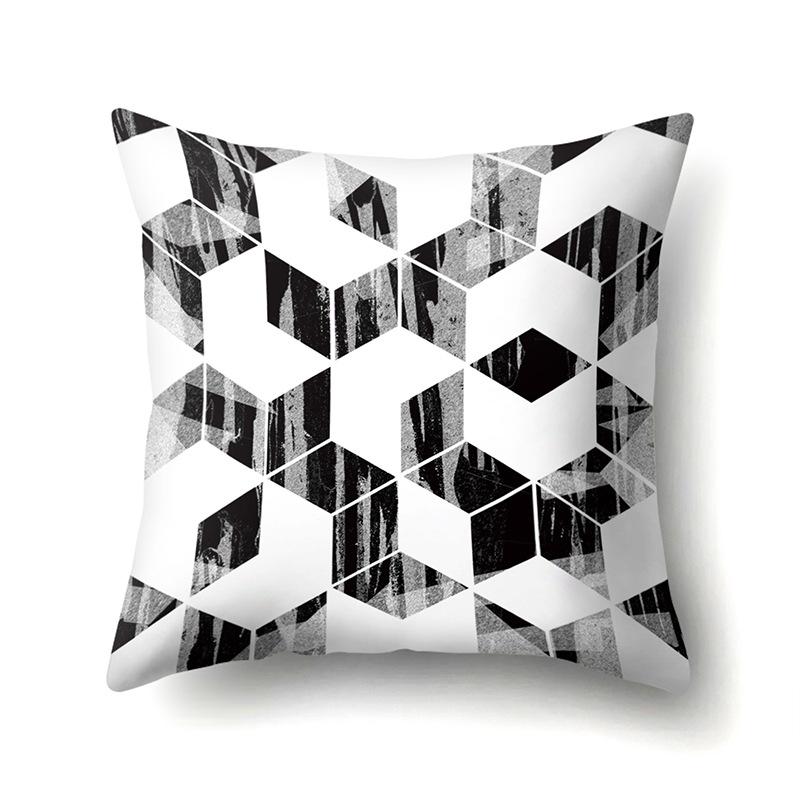 Ins Marble Polyester Pillowcase Car Decoration Home Printed Car Waist Cushion Pillowcase Pillowcase Car Decoration