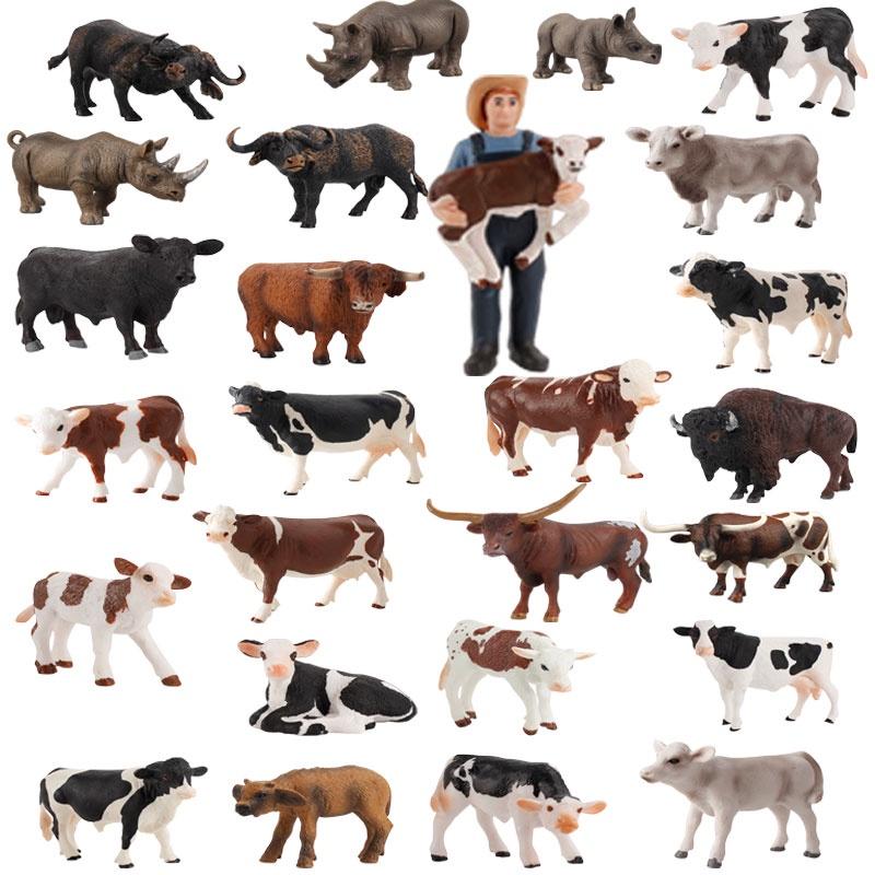 Educational Toy Animal Model Simulation Farm Animal Figures Kid's Gift Plastic Material Cow Category 14x8cm Size