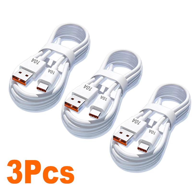1/2/3Pcs 10A Cable 120W Super Fast Charging USB to Type C Cable For Android Highspeed Data Transfer For Xiaomi Redmi 2M Cable
