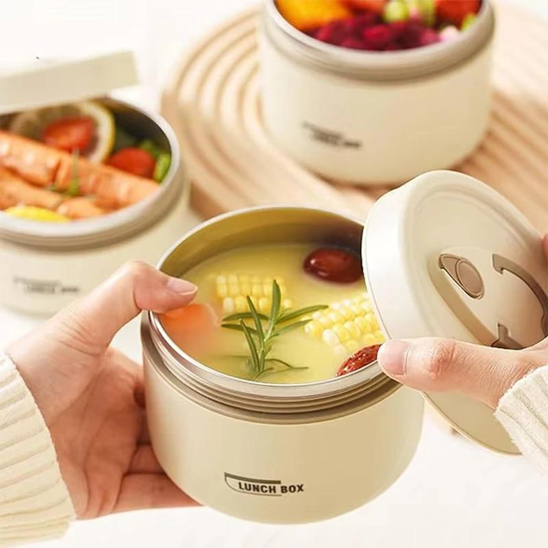 Thermal Insulated Bento Lunch Box and Bag, Thermos Lunchbox for Hot Food Containers Stainless Steel Meal Prep Airtight Container