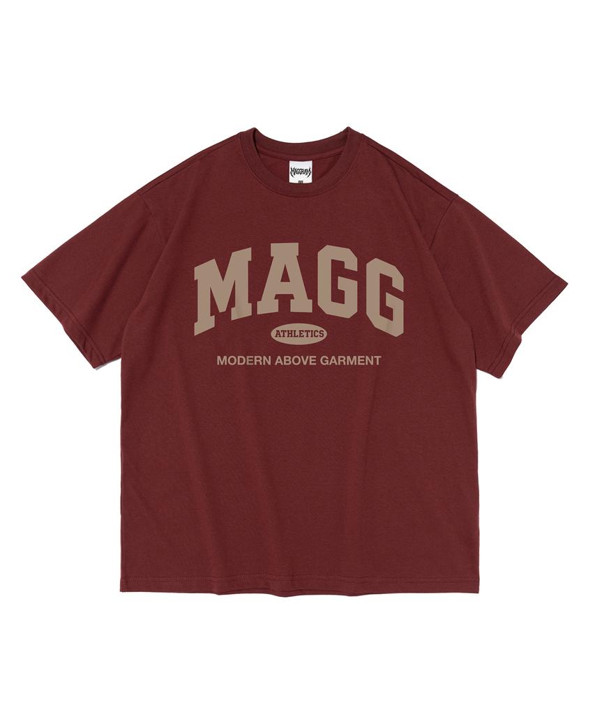 EMEIJIGEULAEM (Boxy Tee) Analog Lettering Logo Short Sleeve T-Shirt (Wine)
