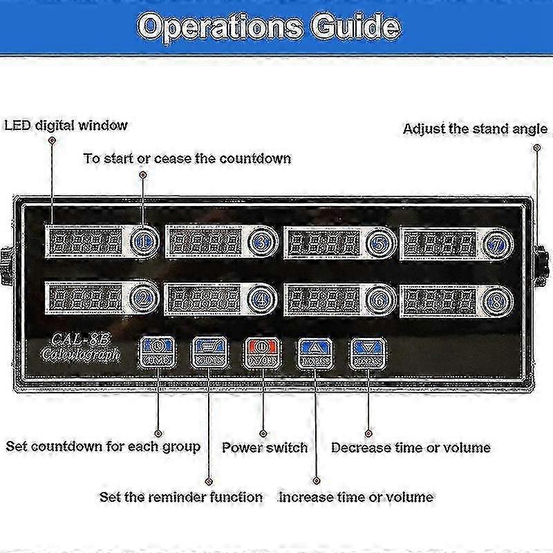 Commercial 8 Channels Digital Kitchen Timer, Stainless Steel Calculagraph Timer With Alarm , Clock