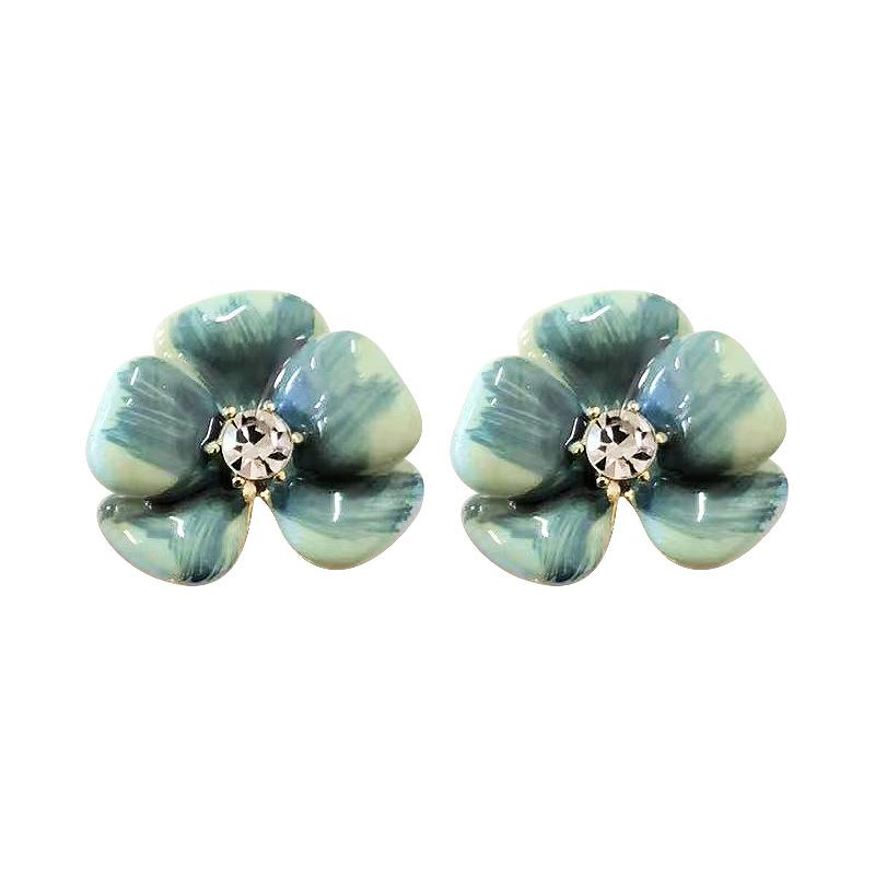 Silver needle drip glaze smudge flower unique temperament stud earrings women's exquisite niche earrings high-end light luxury earrings